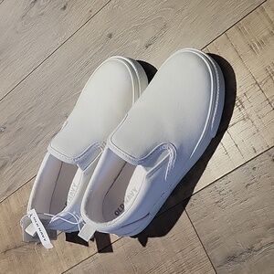 White Slip On Canvas Sneakers